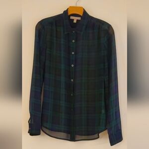 Banana Republic Navy and Forest Plaid Shirt